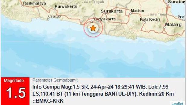 Gempa di Bantul, Rabu (24/4/2024).