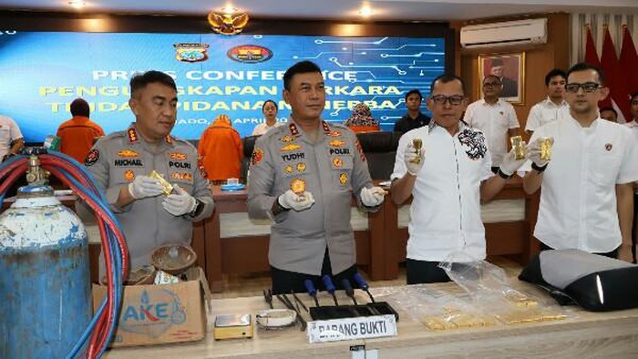 Polda Sulut Gagalkan Penjualan 10 Kg Emas Ilegal, 3 Pelaku Ditangkap