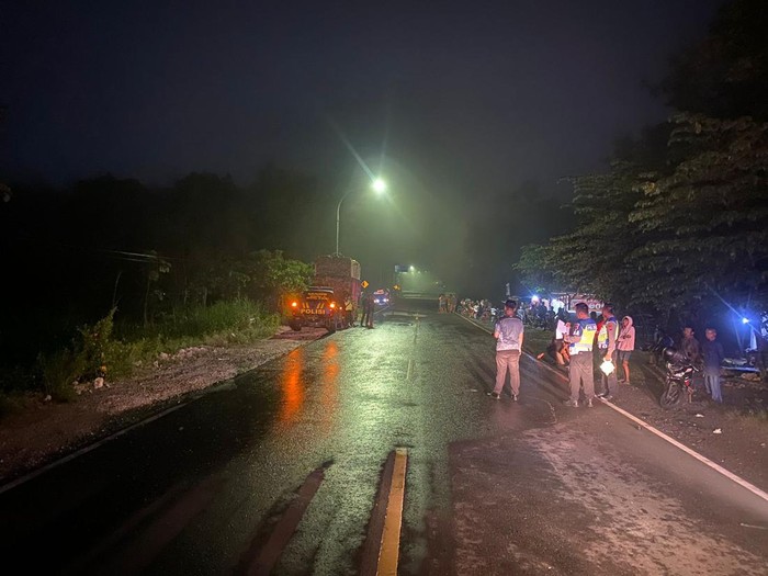 Lokasi kecelakaan motor tabrak truk di Kecamatan Pracimantoro, Kabupaten Wonogiri, Selasa (23/4/2024) malam.