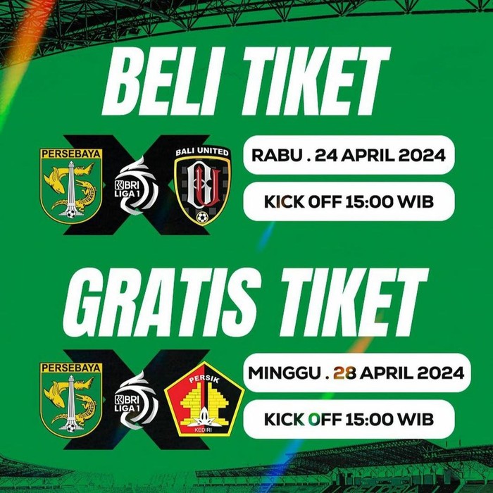 Tiket terusan Persebaya