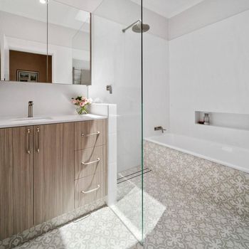 Inspirasi kamar mandi mediterania.