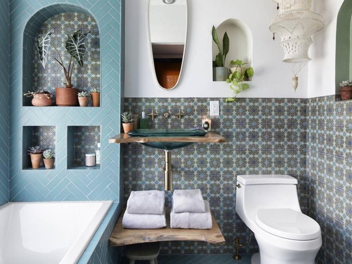Inspirasi kamar mandi mediterania.