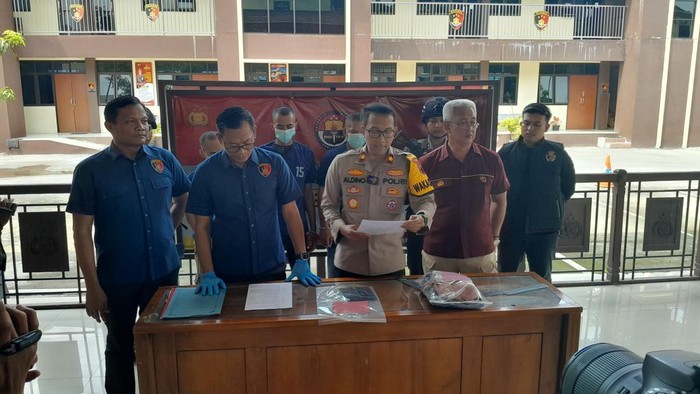 Konferensi pers Polres Demak terkait kasus pemerkosaan ABG, Kamis (25/4/2024).