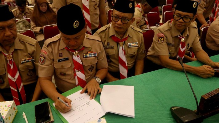 Kwartir Nasional Pramuka bersama Kwartir Daerah Pramuka se-Indonesia menggelar Rakernas 2024 di Jakarta dan menyatakan akan Permen Nomor 12 Tahun 2024. Tentang apa?