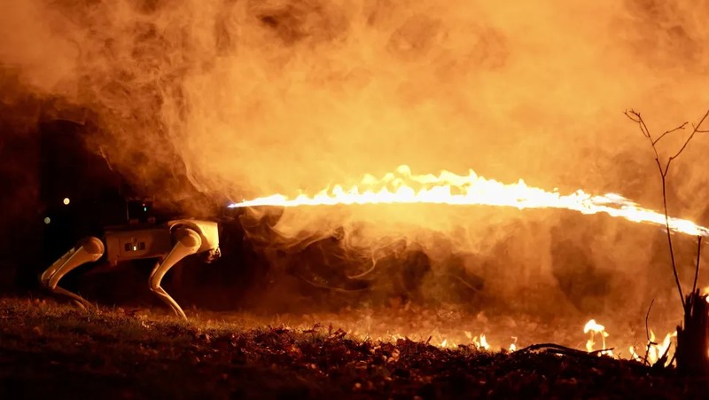Robot Anjing Penyembur Api Thermonator buatan Throwflame