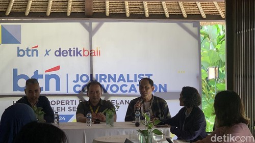 DRM Buisness Kantor Wilayah 3 BTN Carly Tambunan dalam acara Journalist Convocation di Sanur, Denpasar, Jumat (26/4/2024). (Rizky Setyo)