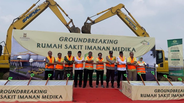Kegiatan groundbreaking pembangunan Rumah Sakit Imanan Medika yang berlokasi di Perumahan Logam Bangun Setia 2, Muktiwari, Cibitung, Jawa Barat pada Rabu (24/04/2024).