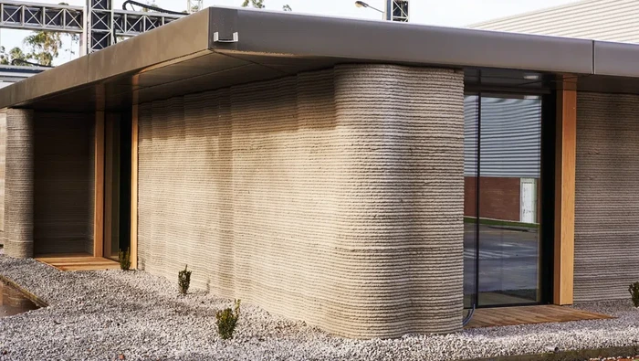 Tampilan rumah dengan konstruksi 3D di Portugal.