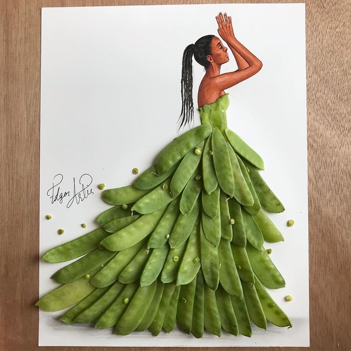 Kreatif dan Unik! 10 Sketsa Gaun Indah Ini Dibuat Pakai Makanan