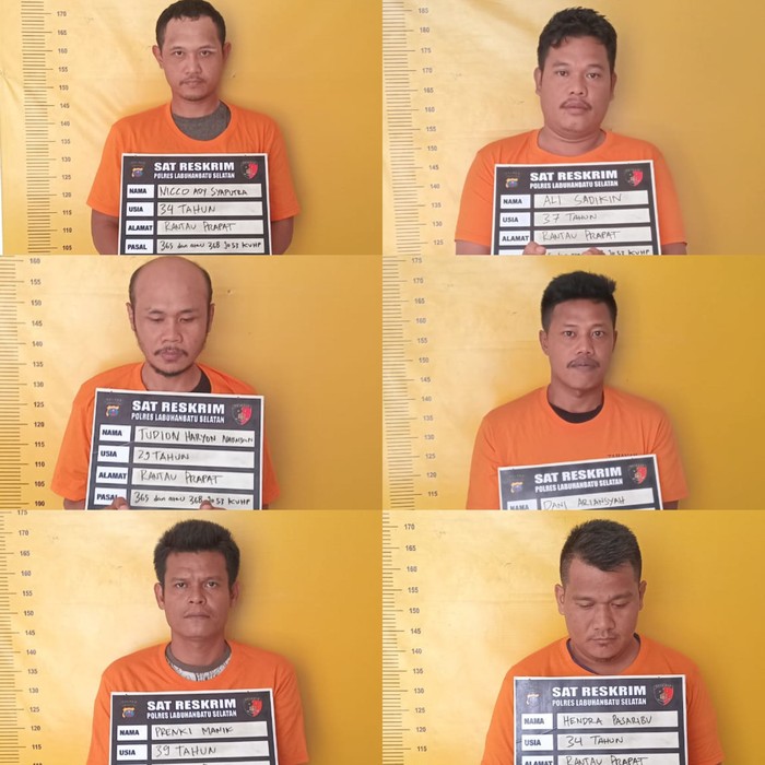 Tampang para debt collector yang hendak merampas mobio warga. (Foto: Dok. Polres Labusel)