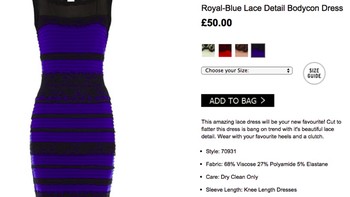 Cek di website, gaun ini warnanya biru dan hitam. Foto: tangkapan layar/Roman Originals