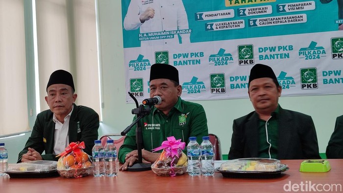 Ketua DPW PKB Banten Ahmad Fauzi saat membuka penjaringan calon kepala daerah (Bahtiar/detikcom).