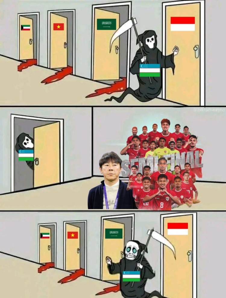Jelang pertandingan semifinal Piala Asia U-23 Indonesia Vs Uzbekistan, deretan meme pun hadir untuk memeriahkan kompetisi ini di dunia maya. Berikut meme lucu Uzbekistan tantang Indonesia.
