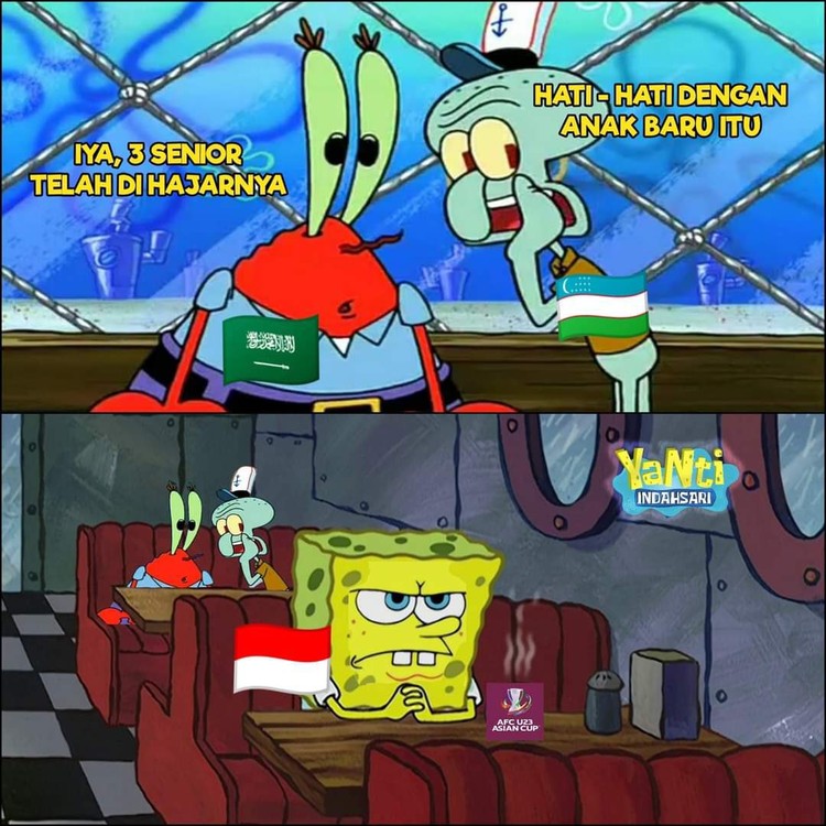 Jelang pertandingan semifinal Piala Asia U-23 Indonesia Vs Uzbekistan, deretan meme pun hadir untuk memeriahkan kompetisi ini di dunia maya. Berikut meme lucu Uzbekistan tantang Indonesia.