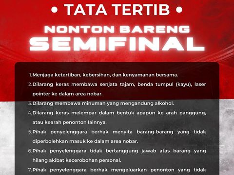 Poster pemberitahuan nonton bareng semifinal Piala Asia U-23 antara Indonesia VS Uzbekistan di Lapangan Paseban, Bantul.