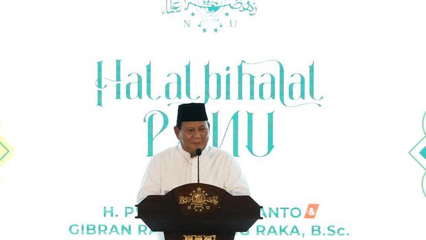 PBNU gelar halalbihalal di kantor PBNU, Jakarta. Capres dan Cawapres terpilih, Prabowo Subianto dan Gibran Rakabuming Raka turut hadir.