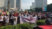 Relawan Anies, Prabowo dan Ganjar Suarakan Rekonsiliasi Pasca Pilpres di CFD
