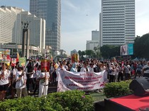 Relawan Anies, Prabowo dan Ganjar Suarakan Rekonsiliasi Pasca Pilpres di CFD