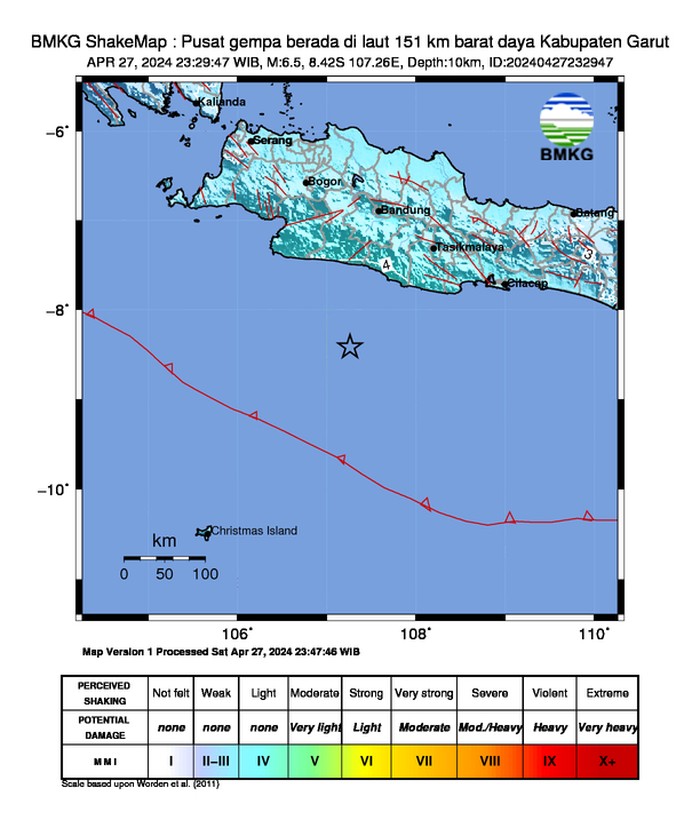 Titik Pusat Gempa M 6,5 di Garut