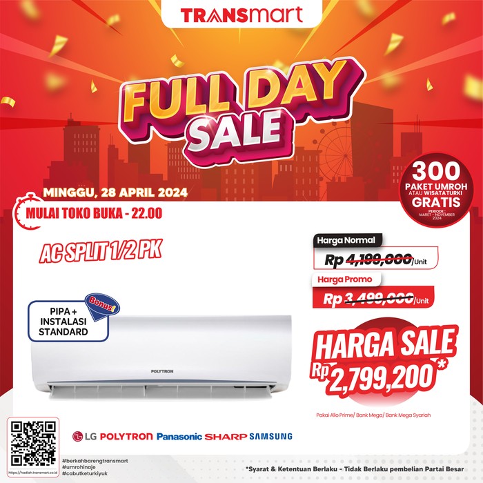 Transmart Full Day Sale kembali Minggu, 28 April 2024.