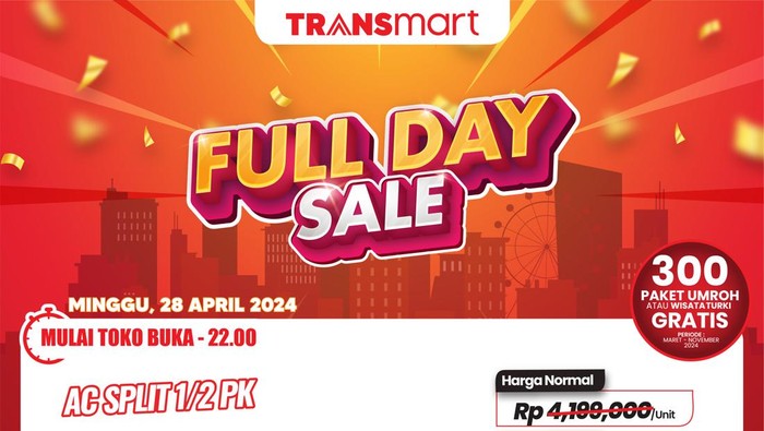 AC Diskon Gede-gedean Transmart Full Day Sale, Hemat Rp 1,3 Jutaan
