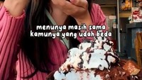 Pelantun lagu Bucketlist ini juga diketahui suka dengan budaya Korea. Ia tampak menikmati patbingsoo dari sebuah kafe. Foto: Instagram @gheaindrawari