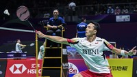 Jonatan Christie menang dengan tiga gim 21-16, 13-21, 21-12.