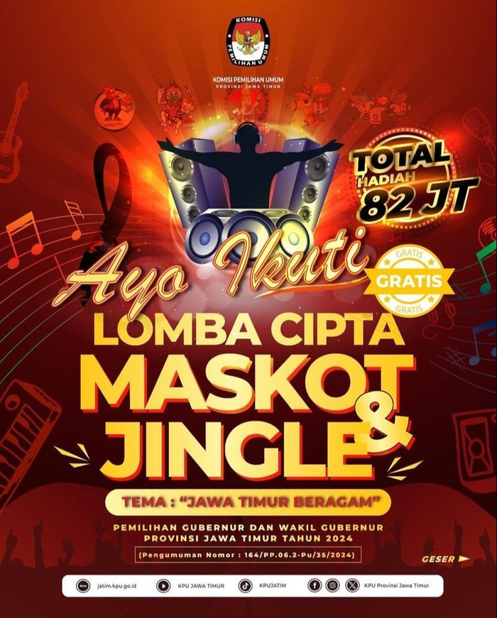 KPU Jatim Buka Lomba Cipta Maskot dan Jingle, Segini Hadiahnya
