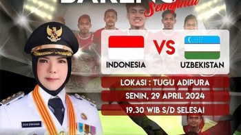 Bandar Lampung bikin nobar di Tugu Adipura. Foto: Screenshot/Instagram