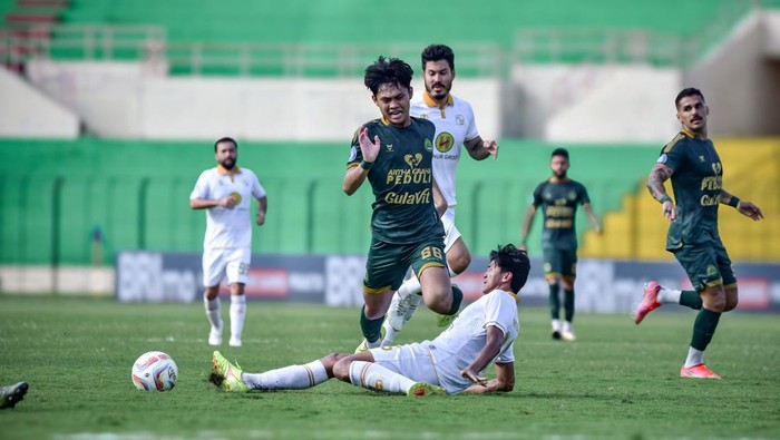 Laga Persikabo 1973 vs Barito Putera di Stadion Sultan Agung, Bantul, Senin (29/4/2024).