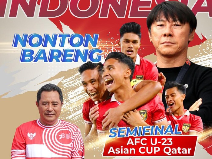 Pj Gubernur Sulsel Bahtiar Baharuddin nobar Indonesia Vs Uzbekistan di Parepare.