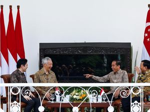 Potret Jokowi-Prabowo Terima Kunjungan PM Singapura di Istana Bogor