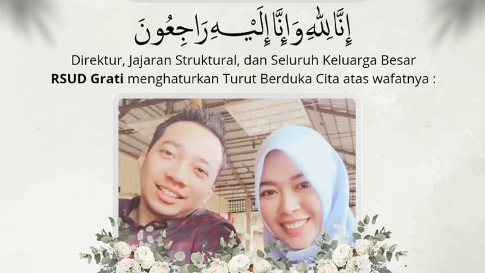 RSUD Grati berbelasungkawa atas meninggalnya dr Aziz dan istri.