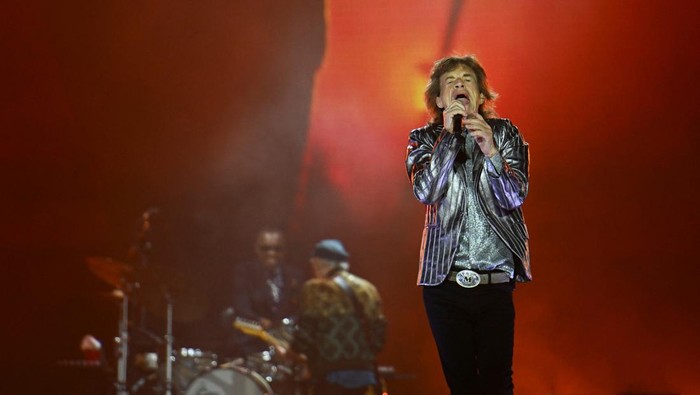 Mick Jagger, Ronnie Wood and Keith Richards of the rock band The Rolling Stones kick off their 2024 Hackney Diamonds tour at the NRG Stadium in Houston, Texas, U.S. April 28, 2024. REUTERS/Callaghan O'Hare
