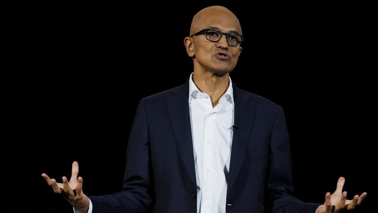 Executive Chairman and CEO of Microsoft Corporation Satya Nadella speaks during the 