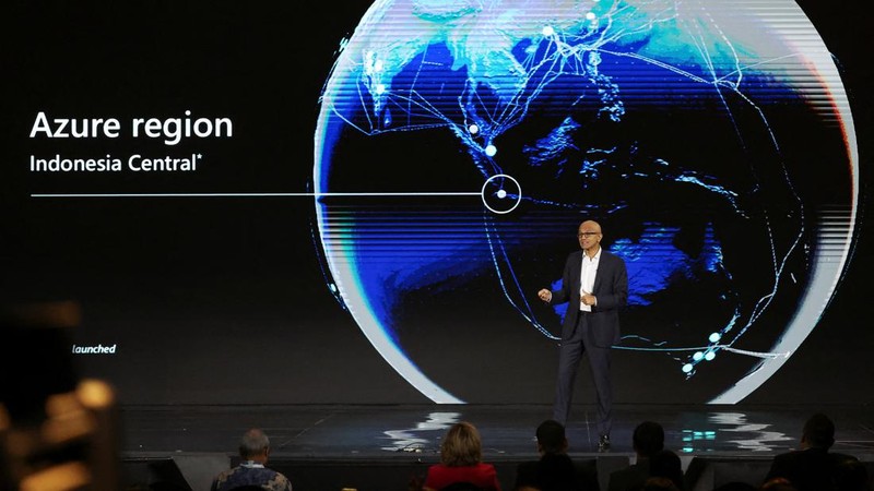 Executive Chairman and CEO of Microsoft Corporation Satya Nadella speaks during the 