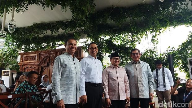 Halal Bihalal Timnas AMIN di kediaman Anies Baswedan. (Kurniawan/detikcom)