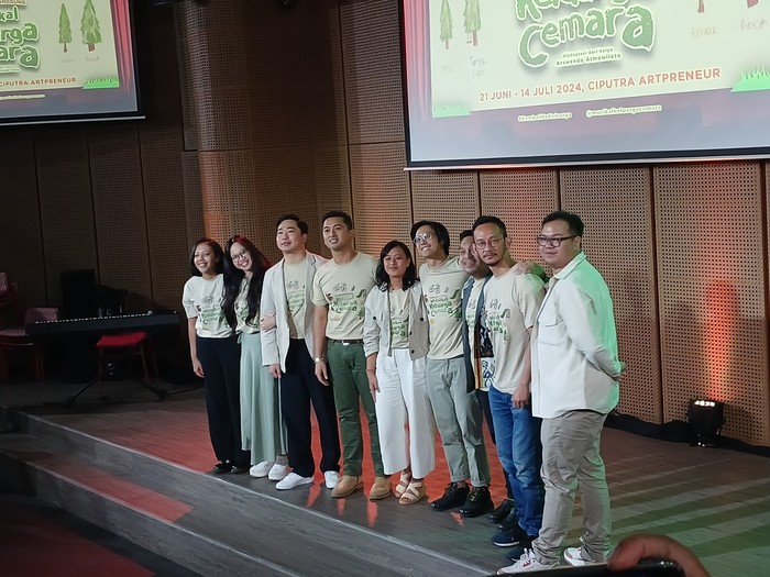 Jumpa pers Drama Musikal Keluarga Cemara di Galeri Indonesia Kaya pada Selasa (30/4/2024).