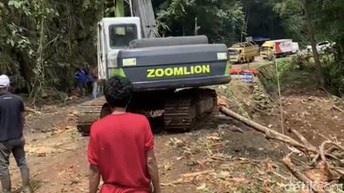Pemotongan pohon di Jalur Kappang sempat menimbulkan kemacetan 3 km.