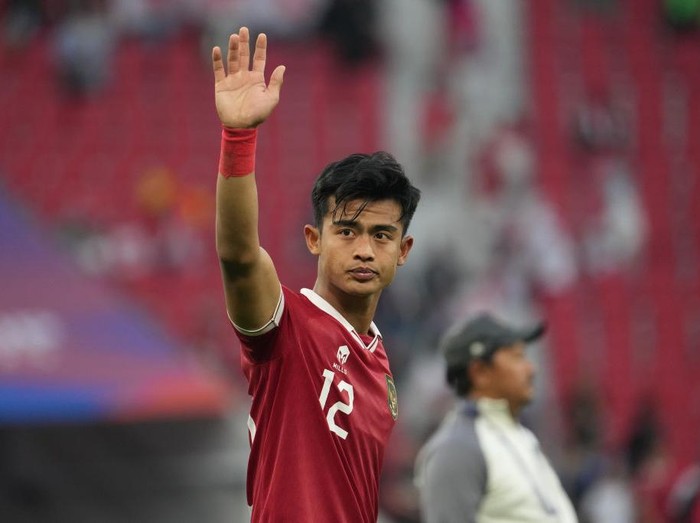 DOHA, QATAR - JANUARY 24: Pratama Arhan of Indonesia looks on during the AFC Asian Cup Group D match between Japan and Indonesia at Al Thumama Stadium on January 24, 2024 in Doha, Qatar. (Photo by Masashi Hara/Getty Images)