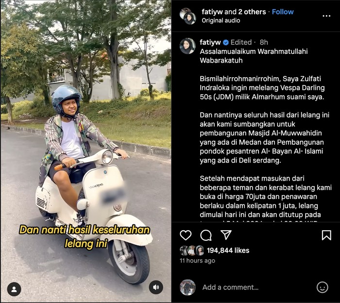 Vespa Kesayangan Babe Cabita Dilelang