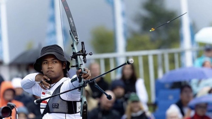 Pemanah asal Bantul, Arif Dwi Pangestu di Kejuaraan Dunia Panahan 2023.