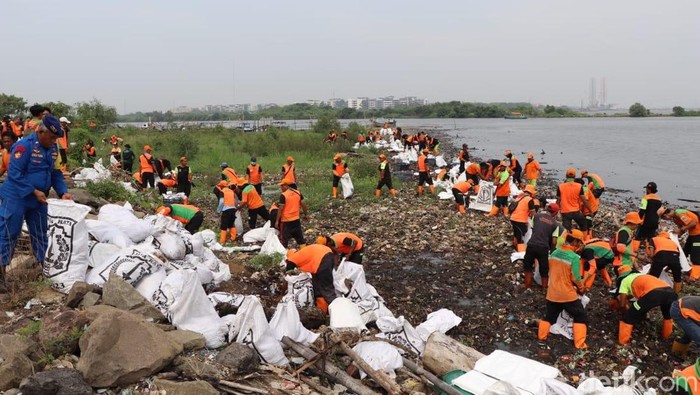 DLH DKI bersih-bersih pesisir Marunda Kepu dari Sampah, excavator dikerahkan (dok. Humas DLH DKI Jakarta)