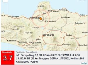 Gempa Darat M 3,7 di Demak