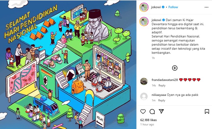 Karikatur unggahan Jokowi dalam perayaan Hari Pendidikan Nasional 2024 Karikatur unggahan Jokowi dalam perayaan Hari Pendidikan Nasional 2024