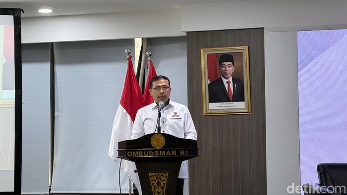 Ketua Ombudsman RI Mokhammad Najih saat Rapat Koordinasi Pengawasan Bidang Kepegawaian (Gisella/detikcom)