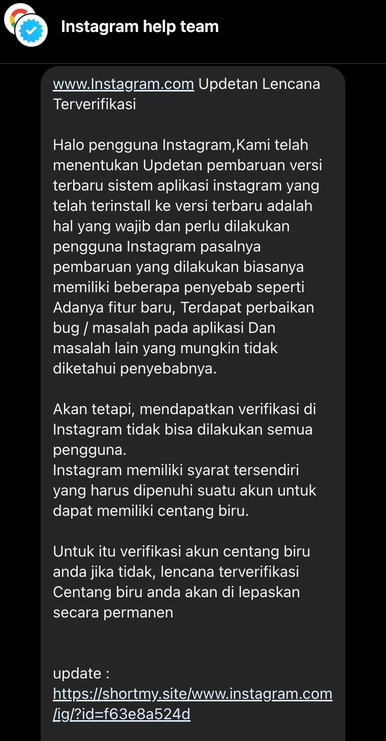 Penipuan Bermodus Penawaran Centang Biru Instagram mengincar pemilik akun dan followernya