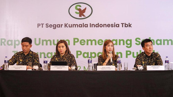 Direktur Utama PT Segar Kumala Indonesia Tbk (BUAH) Renny Lauren menyampaikan bahwa manajemen telah mendapat persetujuan dari dewan komisaris untuk membagikan dividen sebesar Rp 23 Miliar, atau Rp 23 per lembar saham, Kamis (2/5/2024).