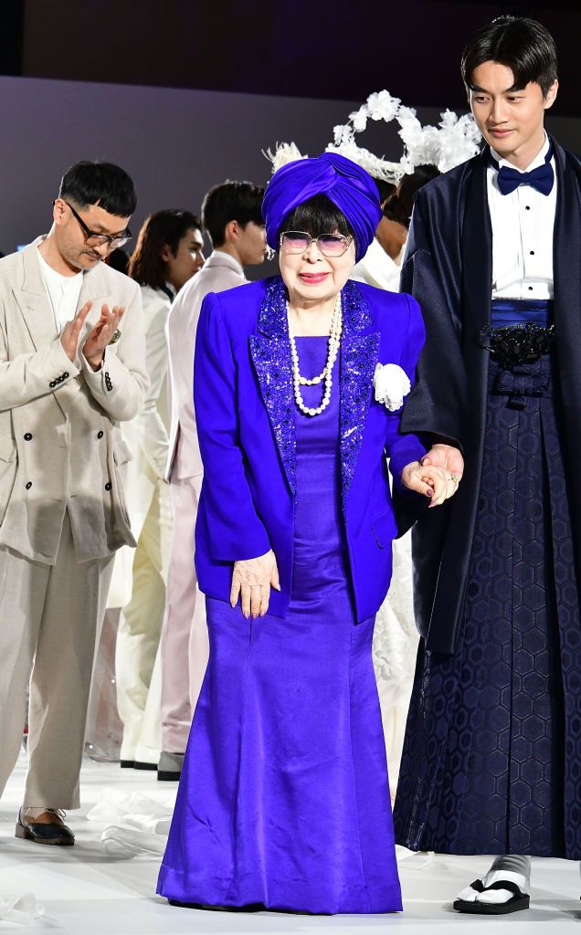 TOKYO, JAPAN - MARCH 07:   A model walks the runway during Yumi Katsura 'New Japanese Wedding' at Meiji Kinenkan on March 7, 2023 in Tokyo, Japan.  (Photo by Jun Sato/WireImage)