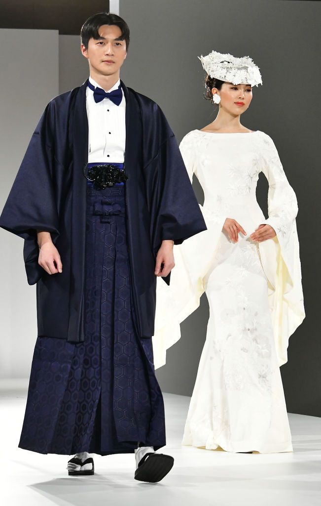 TOKYO, JAPAN - MARCH 07:   A model walks the runway during Yumi Katsura 'New Japanese Wedding' at Meiji Kinenkan on March 7, 2023 in Tokyo, Japan.  (Photo by Jun Sato/WireImage)